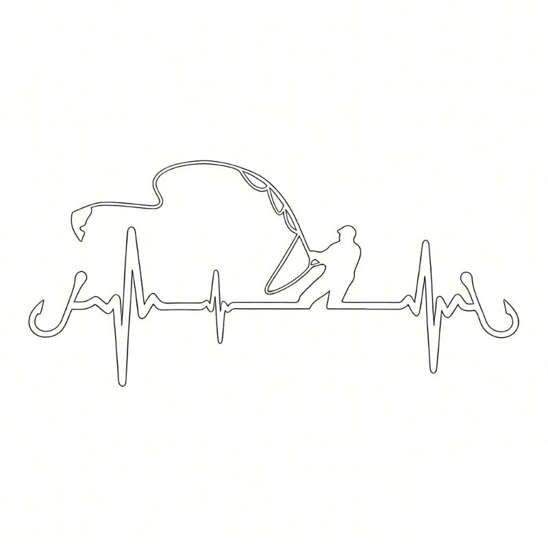 

Easy Applying Fishing Heartbeat Print Vinyls Decal Waterproof for Scooter Front Fairing and Automobile Window