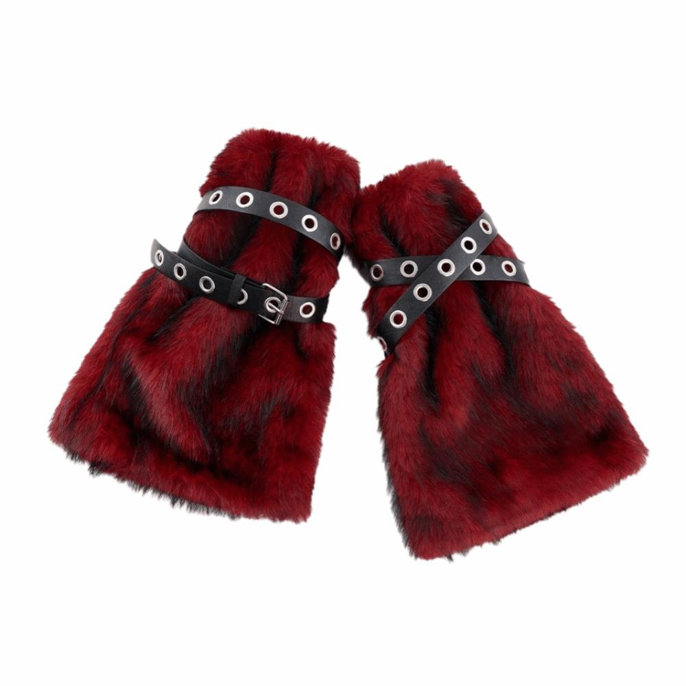 Y2K Faux Fur Leg Warmers Super Soft Fuzzy Boot Cuffs Fashion Faux Furry Belt Halloween Party