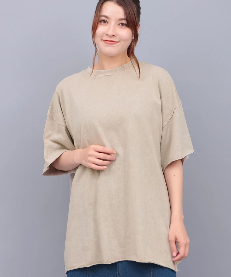 Titicaca Acid Wash Short Crew Vintage Free OSJBD157 Cut-Off T-Shirt, Women's, Sleeve, Neck, Style, Size, Beige,