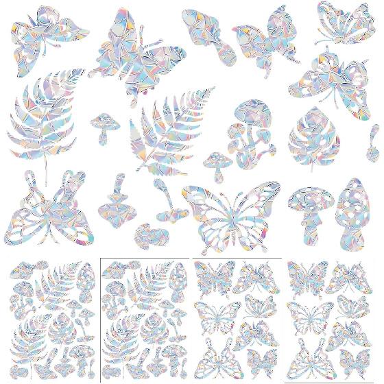4 Sheets Anti Collision Window Clings, Rainbow Reflection Window Sticker To Prevent Bird Strikes Bird Alert Static Decals Window Strike Prevention