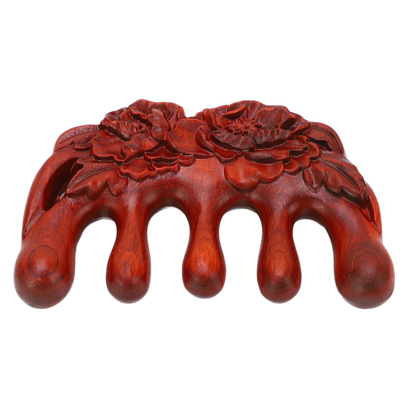 

Wood Massage Comb Handmade Scalping Massage Comb Handheld Wide Tooth Flower Pattern Body Massager
