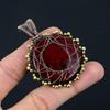 Red Flash Labradorite Gemstone Copper Wire Wrap Pendant Jewelry Gift For Love