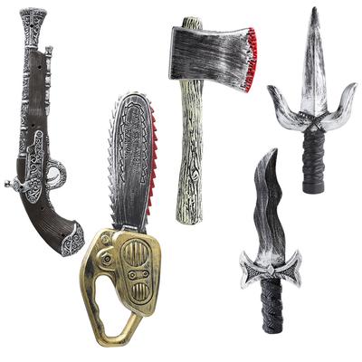 Halloween Prop Plastic Knife Axe Head Cosplay Prop Simulation Dagger Pirate Gun Chainsaw Weapon Prop Children's Toys
