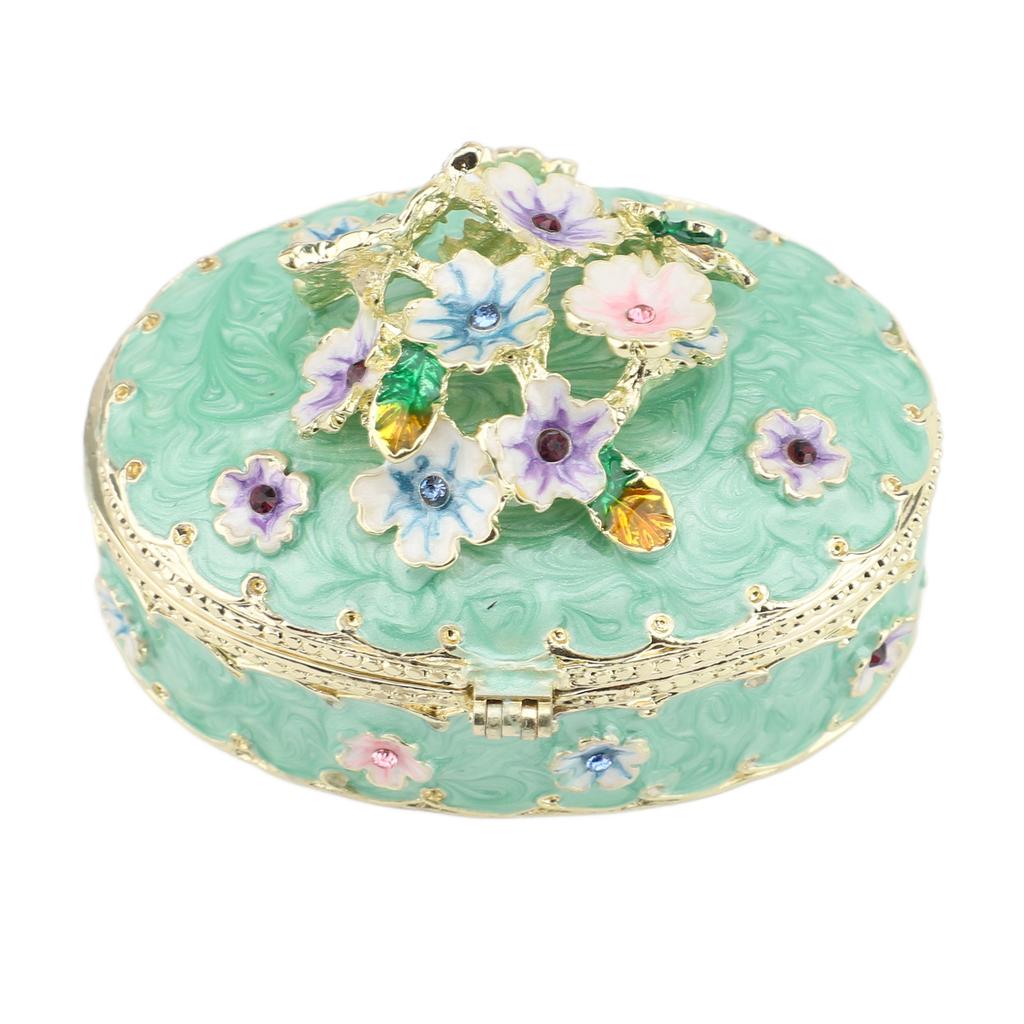 Hand Painted Trinket Box Enamel Vintage Jewelry Storage Box Metal Jewelry   Decorative Rings Earrings Necklace Box
