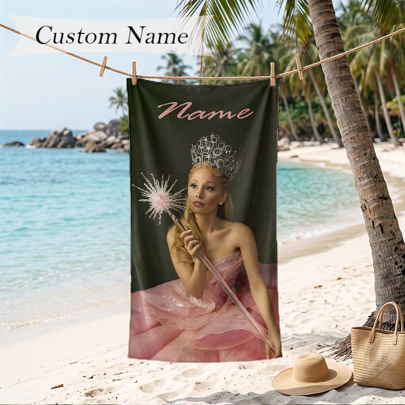 Ariana Grande Custom Name Printed Beach Towel Personalized Soft Towel For Swimming Beach Travel