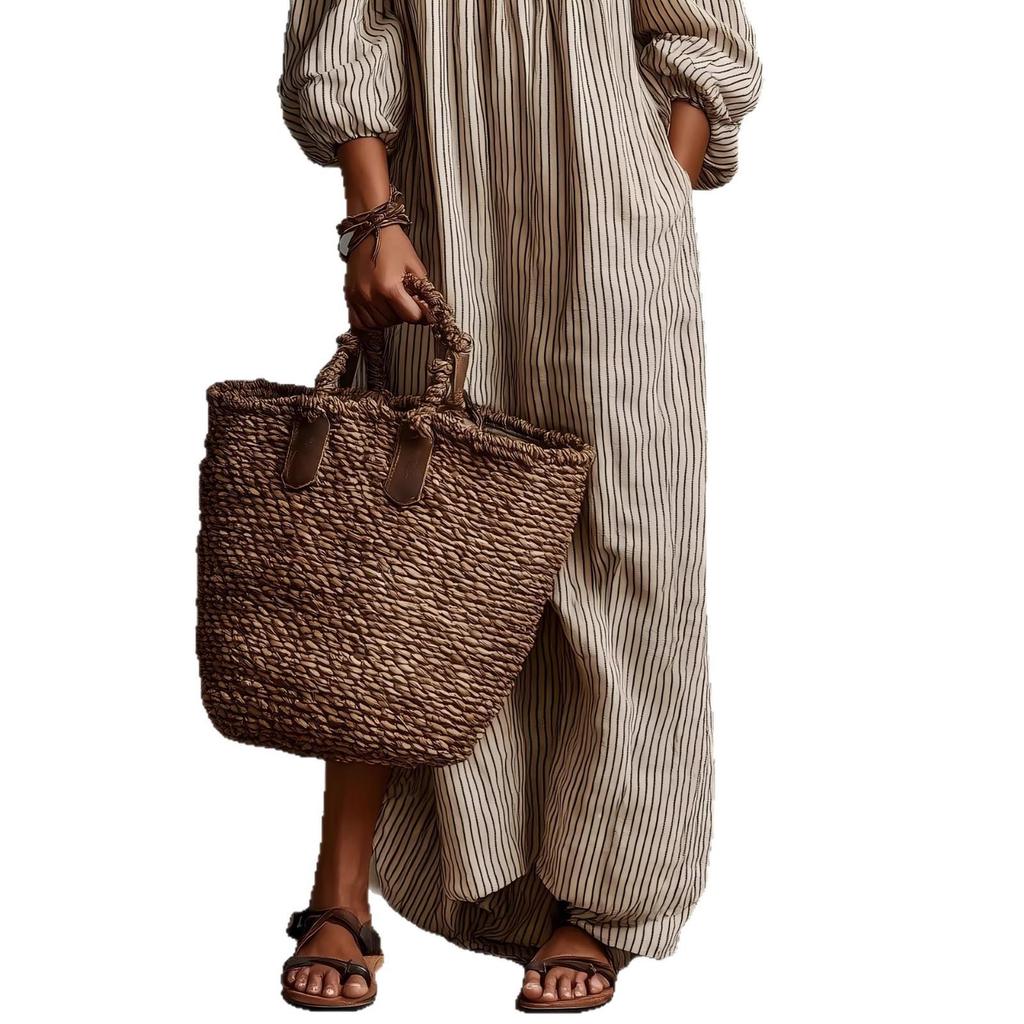 Available for 2026: New Spring Striped Off-Shoulder Dress for Women in Cotton and Linen - Perfect Vacation Style