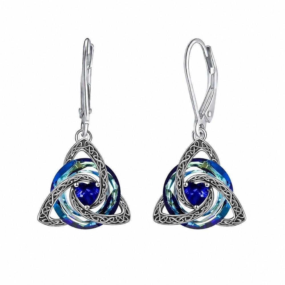 1 Pair 12 Birthstone Option Celtic Knot Earrings Stainless Steel Pendant Earrings Daily Wear