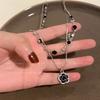 Double stacked rose sweater necklace femininity sweater chain retro personality accessories