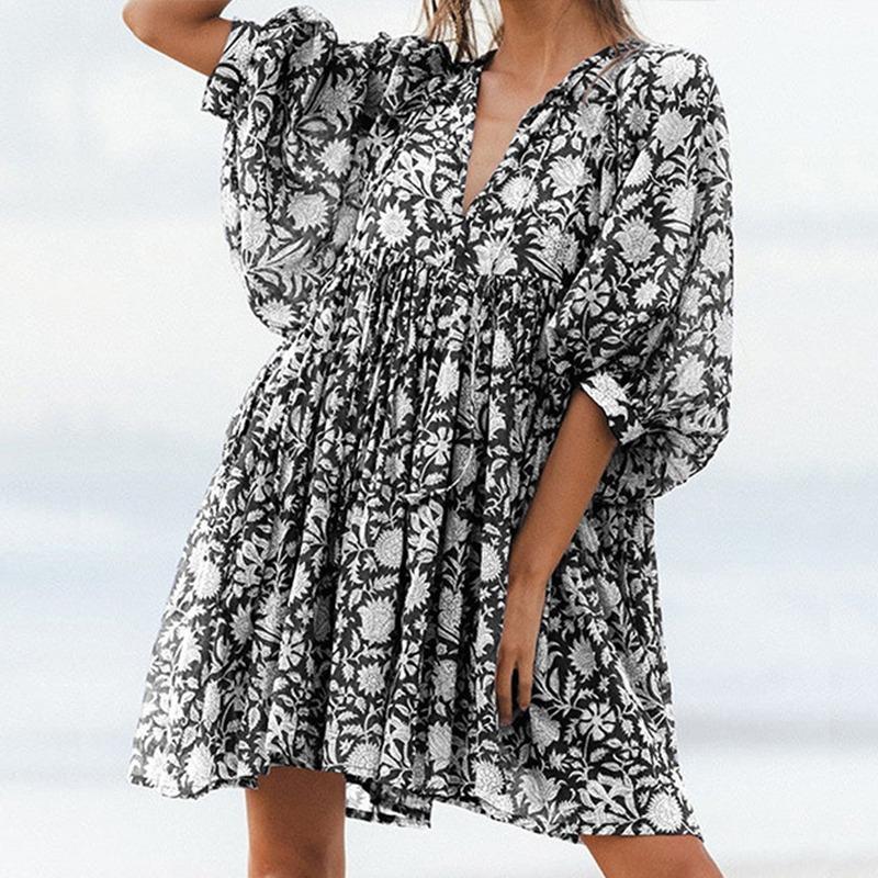 Sommer-Damenkleid, modisch, große Yards, lose Träger, personalisierte literarische Retro-Kleider im europäischen und amerikanischen Stil
