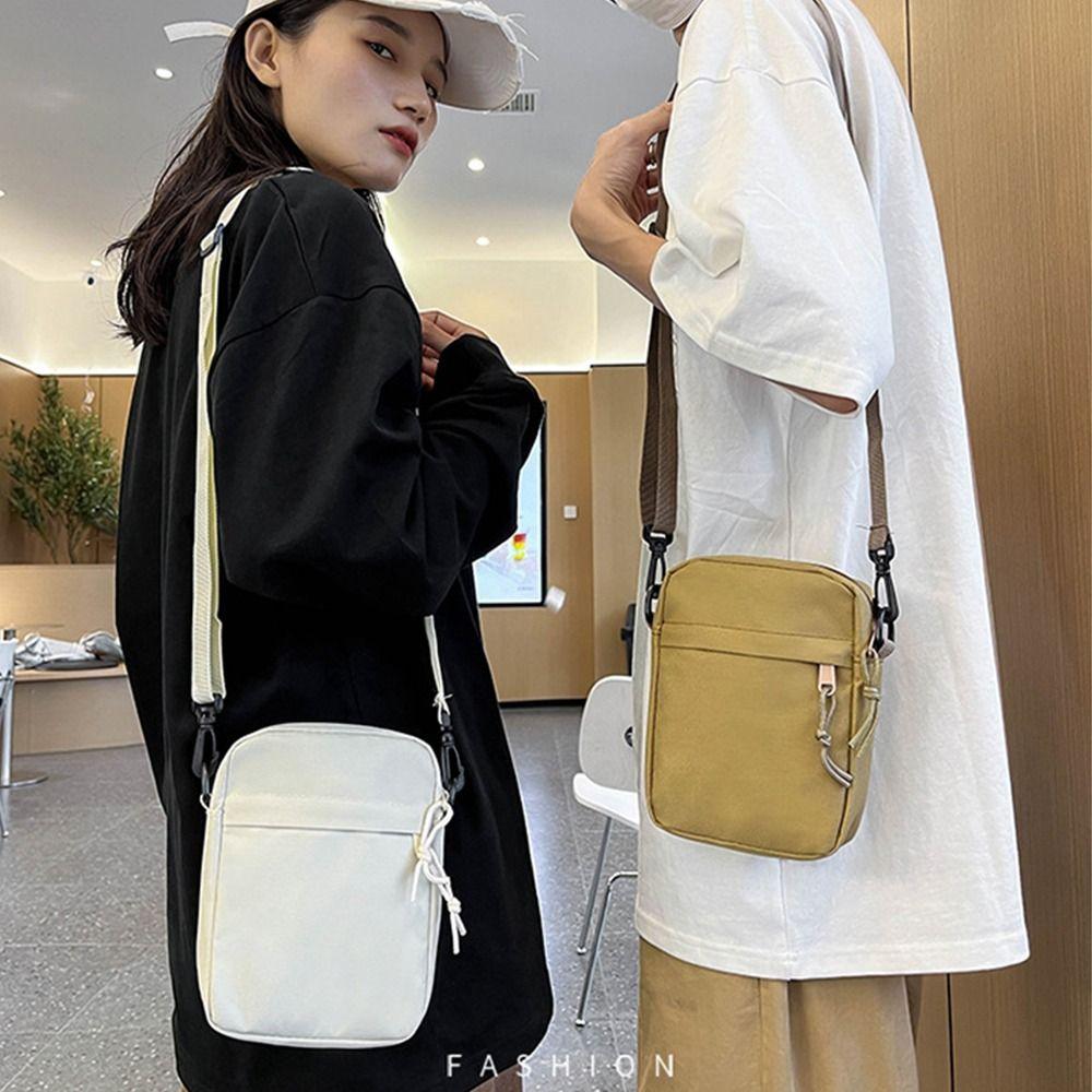 

Квадратная холщовая сумка через плечо, однотонная простая простая сумка для телефона, универсальные мужские сумки-мессенджеры для мальчиков