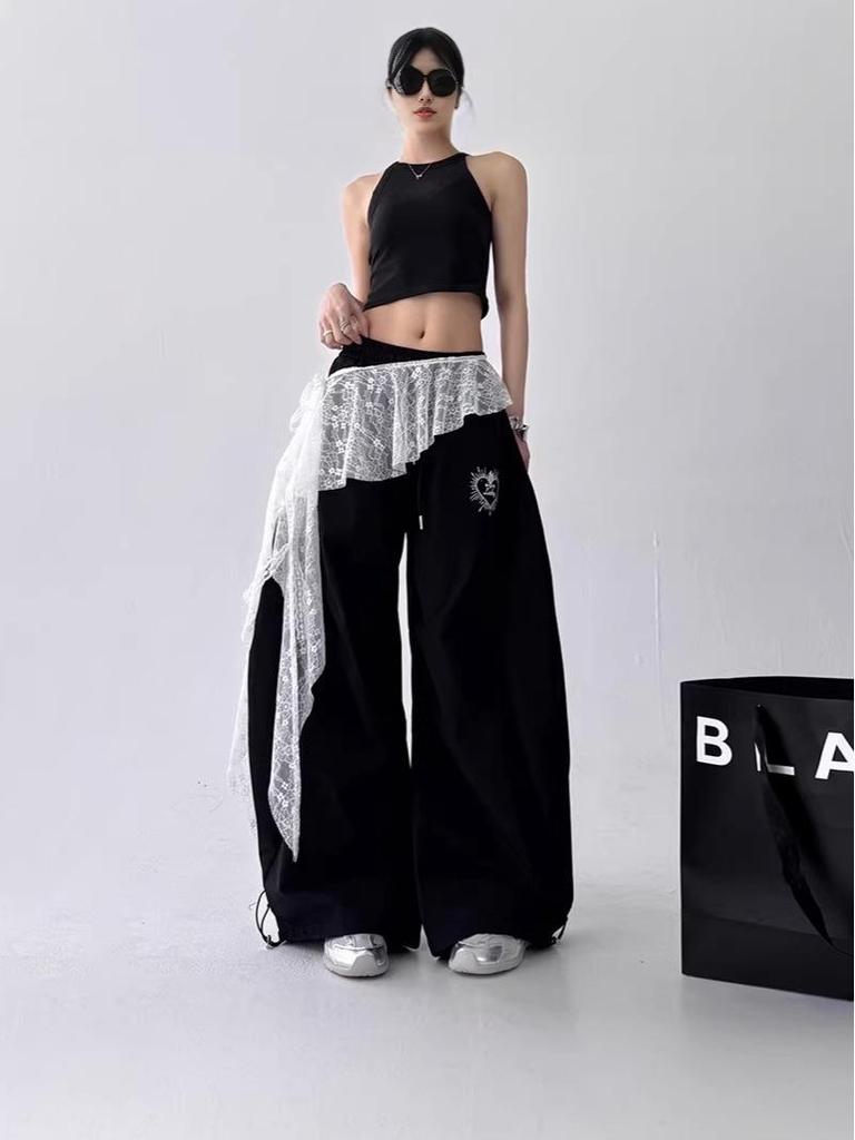 Trendy Lace Layered Triangle Scarf & Dance Wrap Skirt