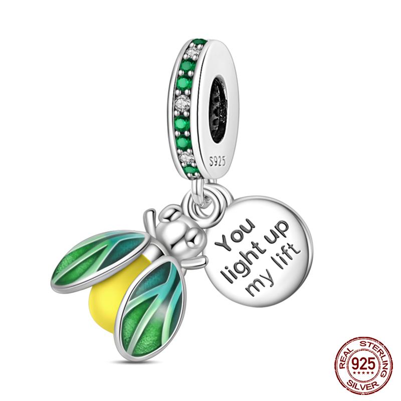 Copper Tree Of Life Four-Leaf Clover Green Series Charms Beads Fit Qikaola Original Bracelet Diy Jewelry Making