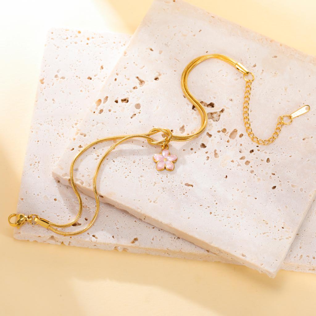 Enamel Daisy Flower Charm Bracelet Gold Color Stainless Steel Adjustable Love Knot Double Snake Chain Women Fashion Jewelry Gift
