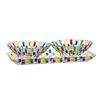 Multipurpose Colorful Glass Fruit Platter Woven Crystal Salad Dessert Bowl and Tray Set for Fruit Serving and Home Decors