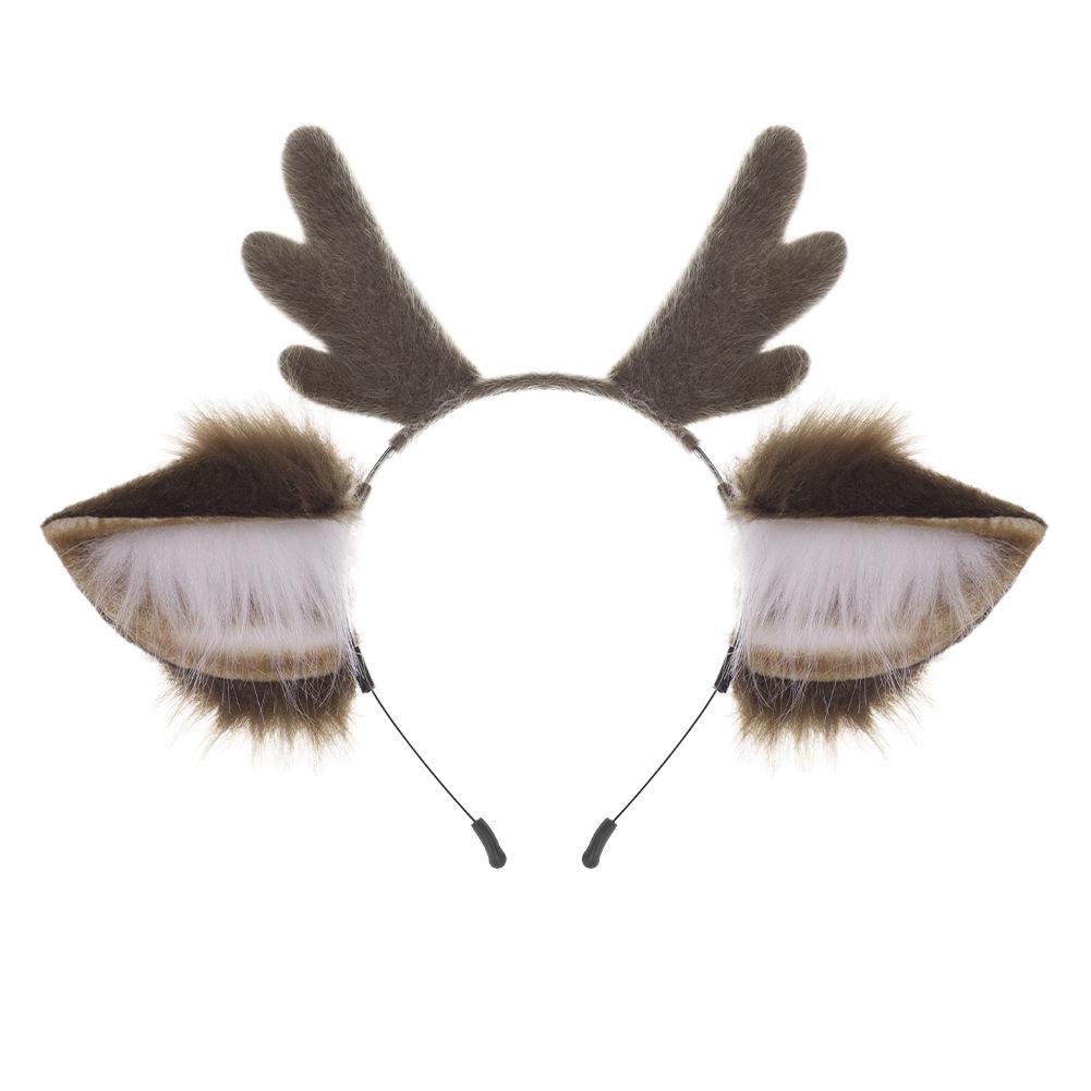 Christmas Deer Antlers Headband: Cute Plush Cosplay Animal Ears Accessory