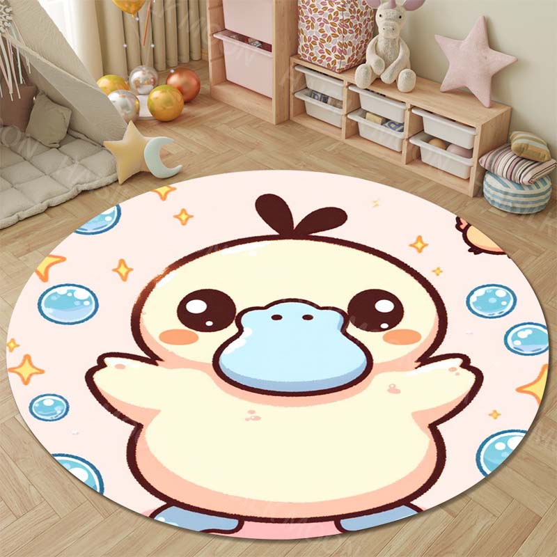 Multiple Styles Pokemon Psyduck Round Rugs for Living Room Bedroom Floor Mats Kids Room Sofa Chair Mat Carpet Home Decor