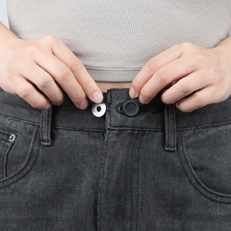 2/1pc Button Extender for Pants, Adjustable Waist Button, Retractable Waistband Expander, No Sew Buttons