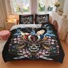 3-teiliges Anime Samurai Schädel Geisha Bettwäsche-Set mit 1 Bettbezug und 2 Kissenbezügen (Kein Kern) - Heimdekoration, Festivalgeschenk, Polyesterstoff, Anime-Wagen