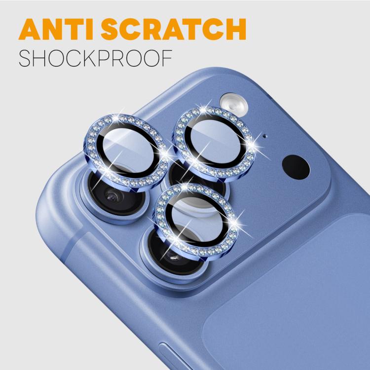 NORTHJO Rhinestone Camera Lens Protector Tempered Glass Metal Ring Film