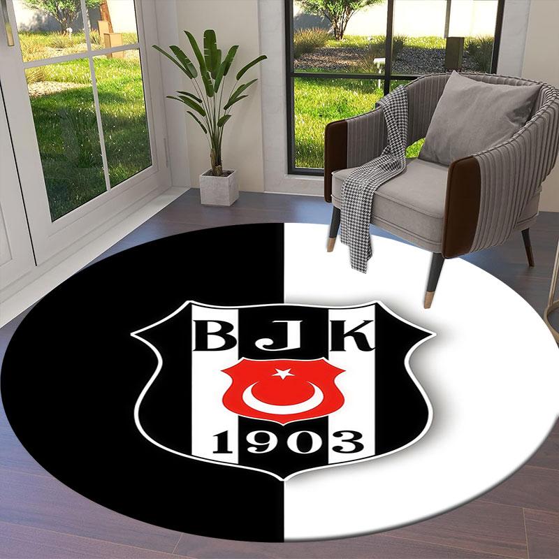 Besiktas Gymnastics Club Round Area Rug,Carpet Rug for Living Room Bedroom Sofa Playroom Decor,Non-slip Floor Mat
