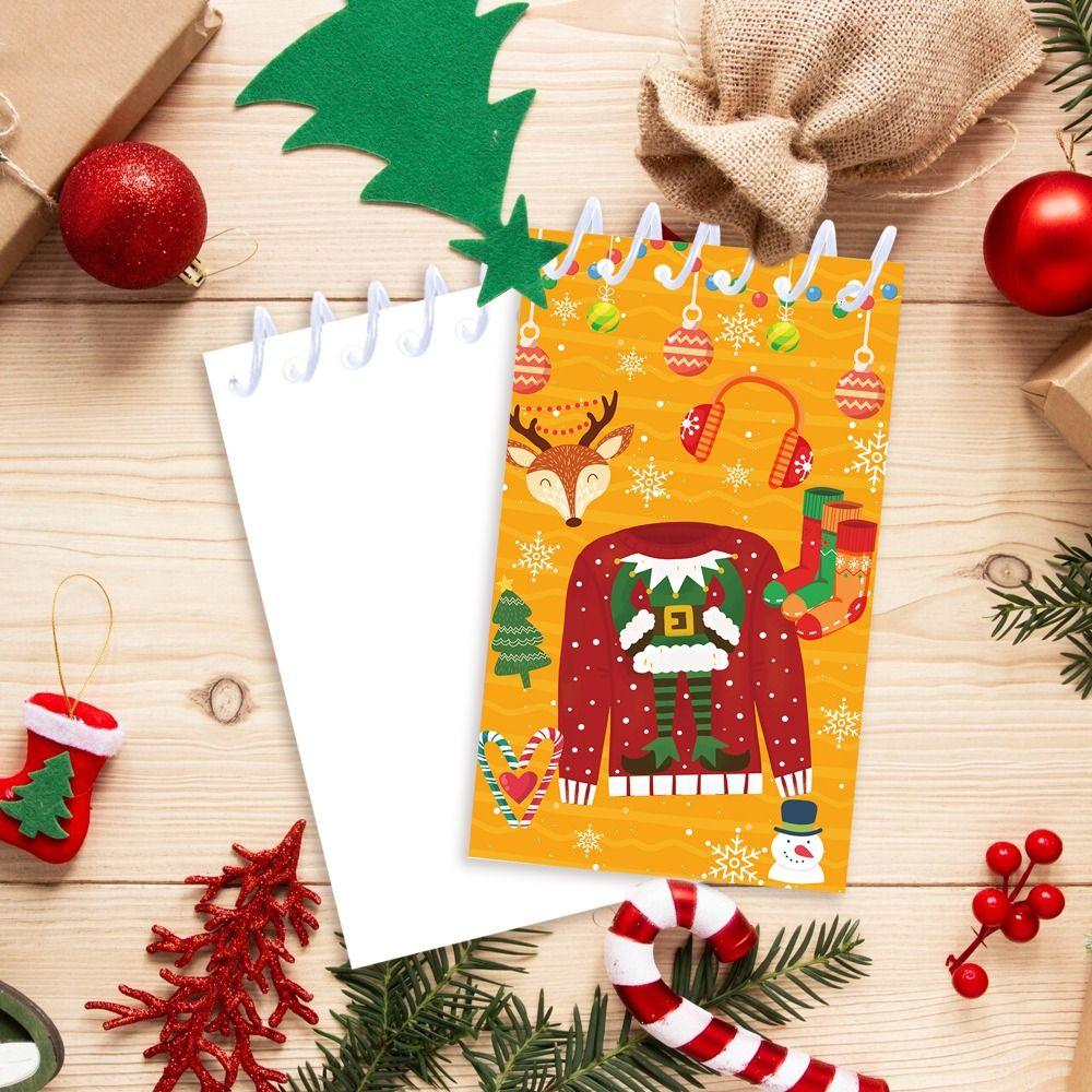 8PCS Coil Binding Santa Claus Notebook Mini Size Spiral Notebook Mini Notepads  Home Decorations