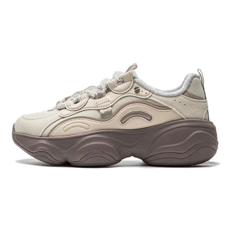 Li Ning Honey V2 Abrasion Resistant Thermal Low top Chunky Sneakers Women's Brown Gray AGCU414-6