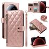 For Xiaomi 15 Ultra Wallet Case with Straps,Rhombus Leather Stand Phone Cover