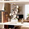 1pc Realistic Artificial Plum Blossom Bonsai, Mini Potted Tree for Home Office Desk, Maintenance-Free with White Pot, Flowers