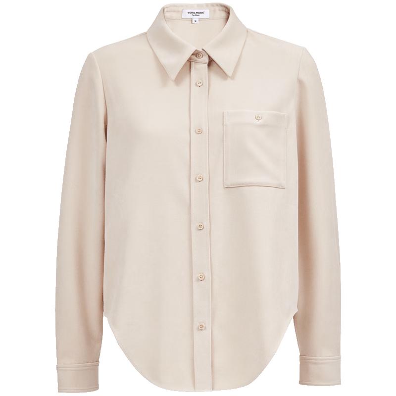 VEROMODA Women's Solid Pocket Lapel Shirt