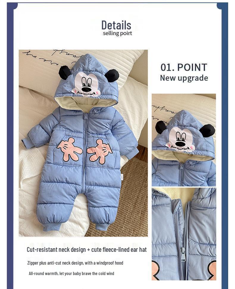 Baby Winter Kap met Cartoon en Dons Katoen Eendelig Rompertje