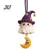 Hand Knitted Cartoon Animal Pendant Handmade Crochet Ghost Keychain, Cute Plush Charm for Bags Childlike Decorative Keys, Spooky Festive Ornament with