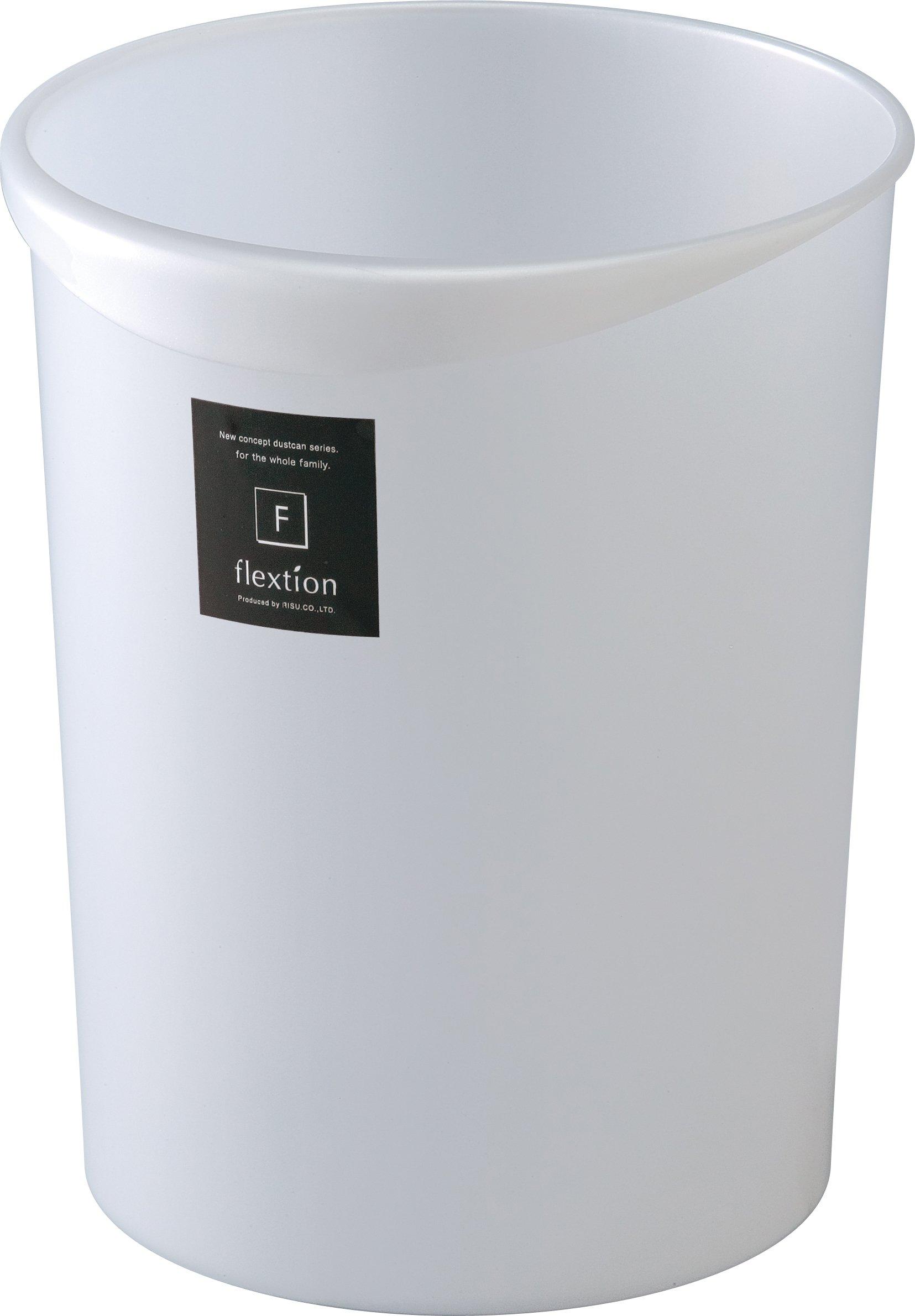 

Risu Flexion Trash Can, Round, Metallic White, 8L, Made in Japan