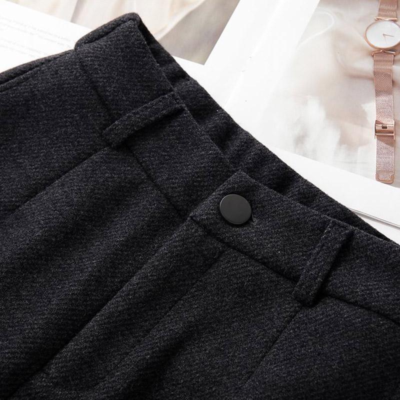 Pants for Women Plus Size Thickened Stretchy Elastic High Waist Long Trousers Solid Colour Fleece Casual Wide Leg Pants