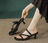 Fashion 2025 New Square Head High Heels Stiletto Internet Celebrity Fashion Sense Cool Slippers