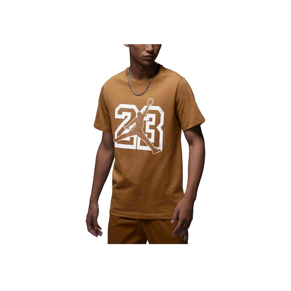 Jordan Flight Essentials Digital Logo Print Crew Neck T-Shirt Men Tops Light-British-Tan FB7395-281