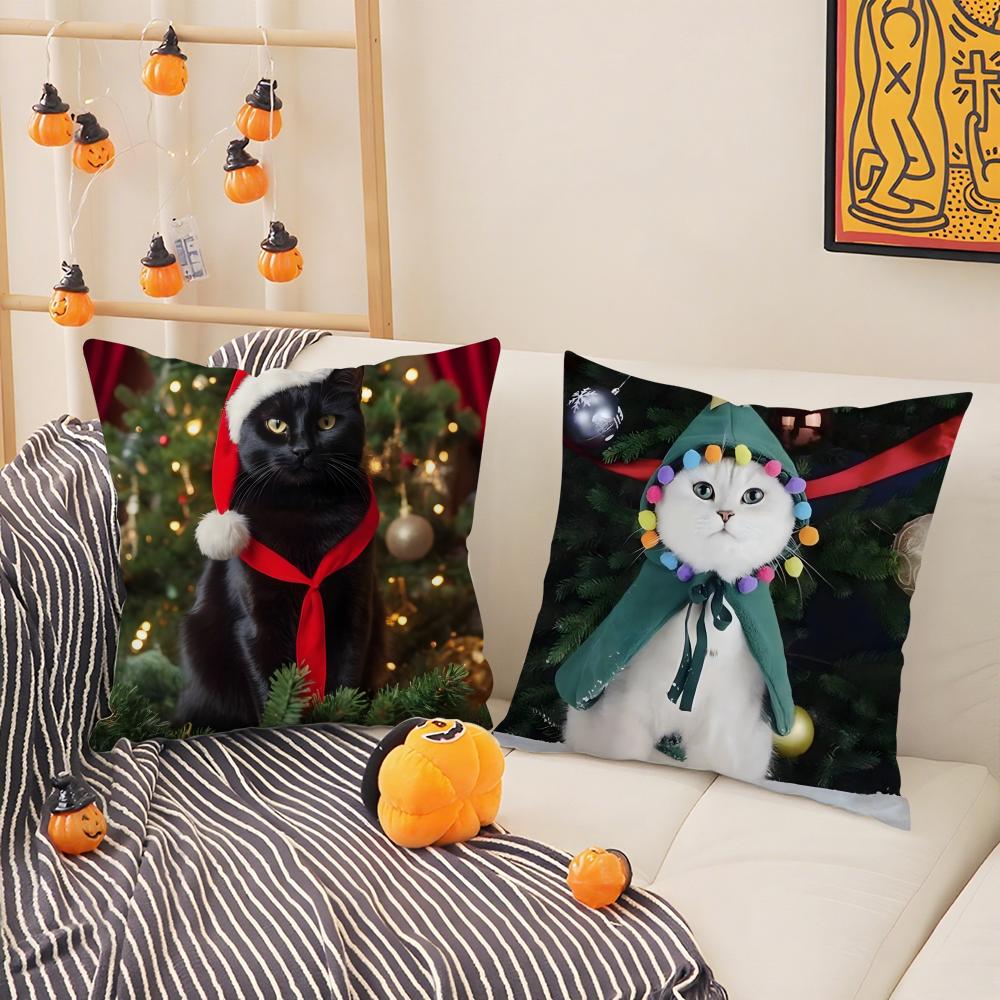 Fantasy And Quirky Animal Christmas Second Pillow Case Silky Short Plush With Invisible Zipper Dustproof Sofa Cushion Cover