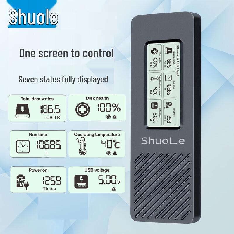 Shuole Smart Digital Display M.2 NVMe SSD Enclosure