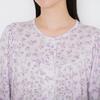 Langärmliger glatter PT Pyjama mit leicht zu stützendem Saum mit Druckknöpfen, Damen-Nachthemd, 100% Baumwolle,