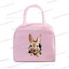 Cartoon Rabbit Series Print Portable Lunch Bag Women Kids Food Thermal Box Multi-function Office Bento Insulated Bunny Handbag