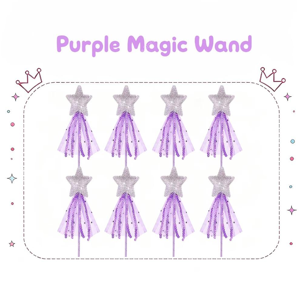 8-48Pcs Glitter Star Magic Wand Fairy Wand Tassel Glitter Sequins Princess Crowns Headband for Kids Birthday Party Gifts Wedding