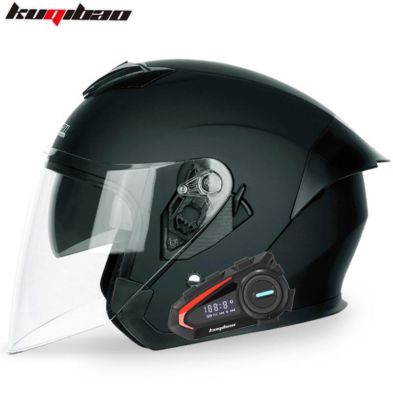 Kuqibao Dual Lens Motorcycle Bluetooth Helmet Motorcycle Helmet Half Helmet Long Range Four Seasons Universal Half Cap