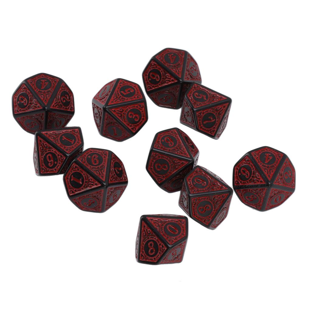 10 Pcs Polyhedral Dice Acrylic Table Game Dice Multipurpose for Board Role Playing Games 10 Side