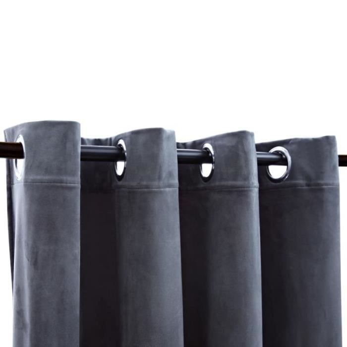 Rideau occultant - vidaXL - Velours Anthracite - 290x245 cm - Œillets métalliques - Lavable