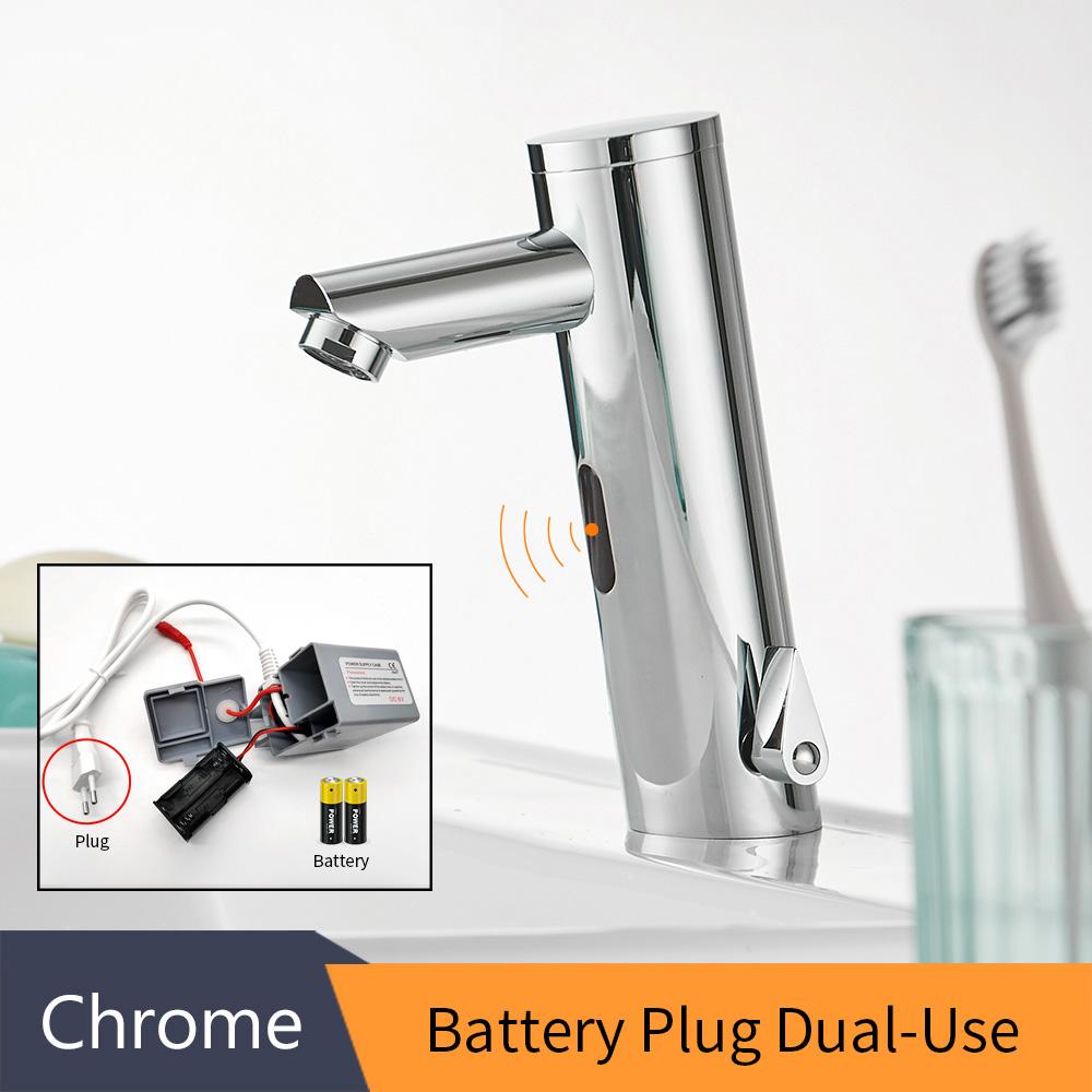 

Смеситель для ванной комнаты Водосберегающие краны Хромированный бесконтактный смеситель для горячей и холодной воды Полностью автоматический смеситель с инфракрасным датчиком 8021