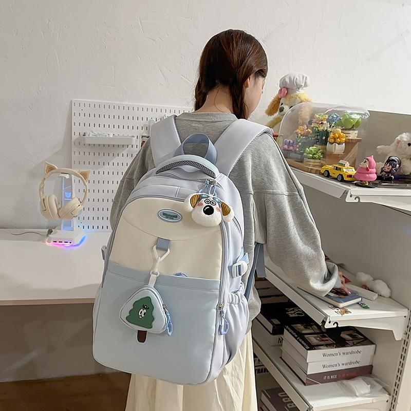 Color Block Large Capacity Junior High School Student Women's Backpack
