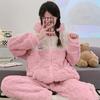 Conjunto de Pijama Quente de Fleece Coral Feminino