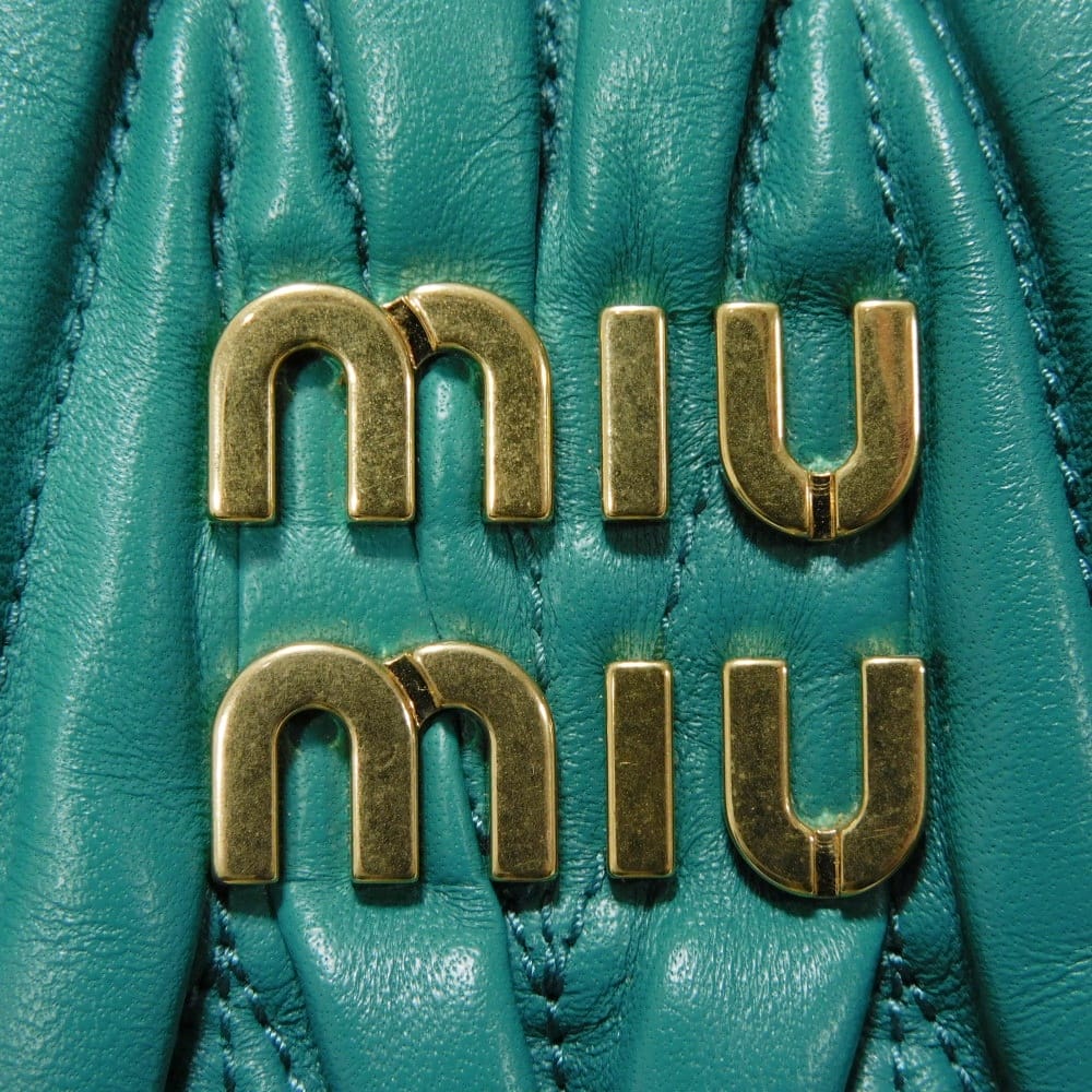 Used Wonder Matelasse Hobo Bag (12166), 5BC125 N88 F0K41 7922, with RFID, Green, 2-Way Logo, Laguna, Women's from Japan