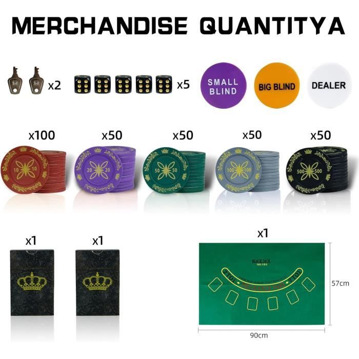 CCLIFE Jeu de Jetons de Poker,300 Jetons avec Boîtier en Aluminium,Cartes à Jouer,dés,Dealer