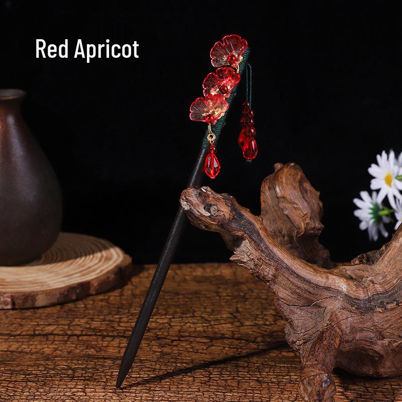 Elegant Wooden Chinese Tassel Hairpin for Hanfu | Women's Ancient Costume Hair Bun Accessory & Styling Ornament Gift.