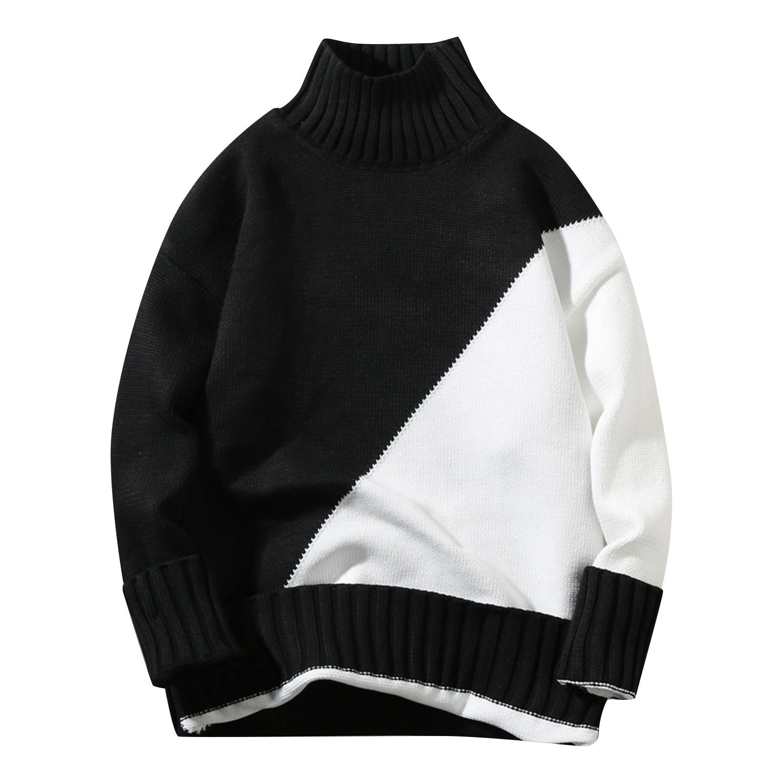 

Модный повседневный мужской свитер с длинным рукавом и контрастным круглым вырезом, свободный пуловер XXL